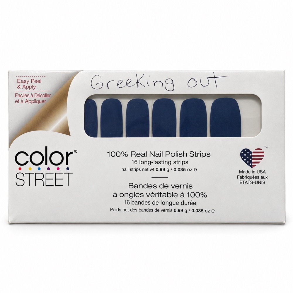 Color Street Greeking Out Navy Blue Nail Polish Strips 16 Count New Sealed